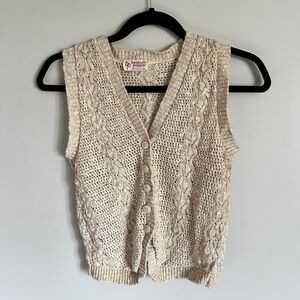 Vintage Beige Knit Button-Up Vest